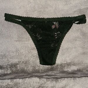 PINK Victoria's Secret Dark Green Lace Panties